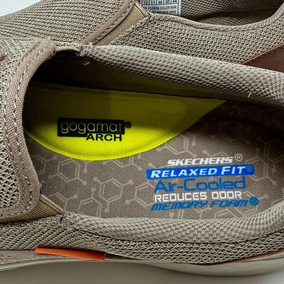 Skechers Brand New W. Box RF Slade Lucan Slip Ons Mens Sz 12 Khaki S-1528 Casual - Picture 12 of 16